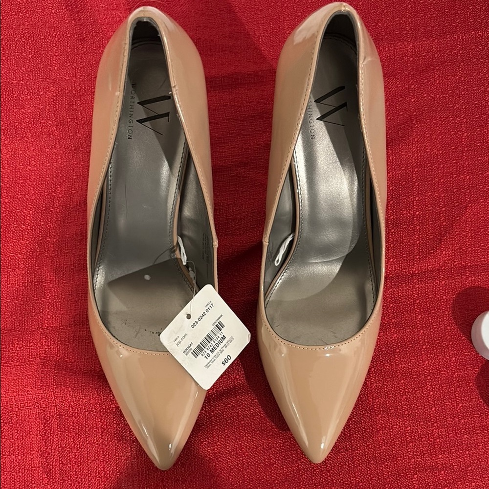 Worthington Tan Stiletto Heels Pointed Toe